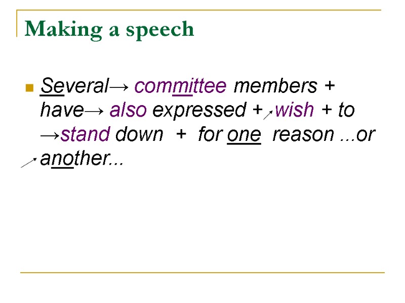 Making a speech Several→ committee members + have→ also expressed +  wish +